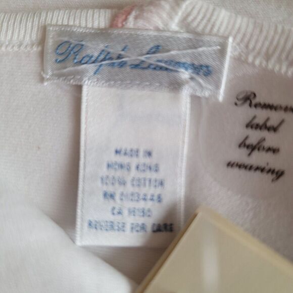 Ralph Lauren Layette White Pink newborn baby receiving blanket 100% cotton VTG - Picture 7 of 10